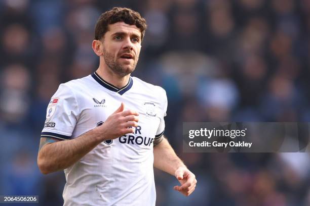 Robbie Brady of Preston North End during the Sky Bet Championship match between Preston North End and Stoke City at Deepdale on March 9, 2024 in...