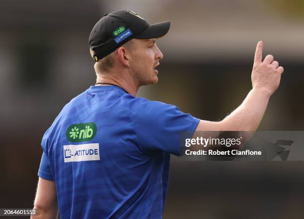 Jack Ziebell, Assistant Coach of the Tigers during a Richmond Tigers AFL Training Session & Media Opportunity at Punt Road Oval on March 07, 2024 in...