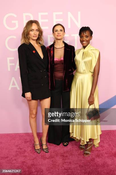 Amber Valletta, Livia Firth and Vanessa Nakate attend the 2024 Green Carpet Fashion Awards at 1 Hotel West Hollywood on March 06, 2024 in West...