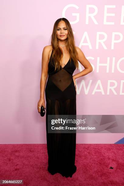 Chrissy Teigen attends the 2024 Green Carpet Fashion Awards at 1 Hotel West Hollywood on March 06, 2024 in West Hollywood, California.