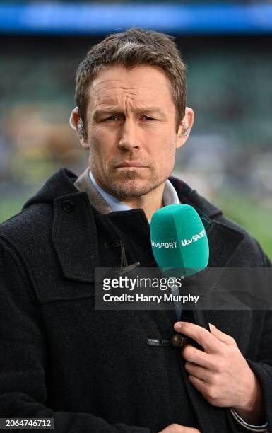 London , United Kingdom - 9 March 2024; Former England player Jonny Wilkinson working for ITV Sport before the Guinness Six Nations Rugby...