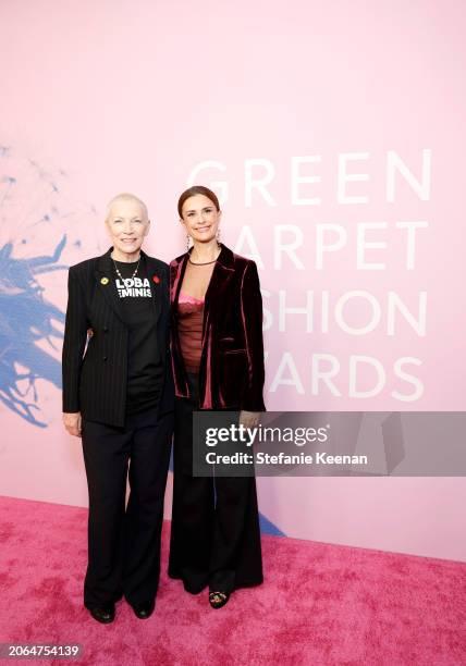 Annie Lennox and Livia Firth attend the 2024 Green Carpet Fashion Awards at 1 Hotel West Hollywood on March 06, 2024 in West Hollywood, California.