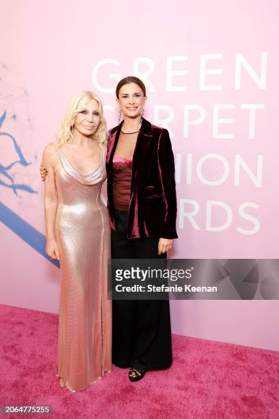 Donatella Versace and Livia Firth attend the 2024 Green Carpet Fashion Awards at 1 Hotel West Hollywood on March 06, 2024 in West Hollywood,...