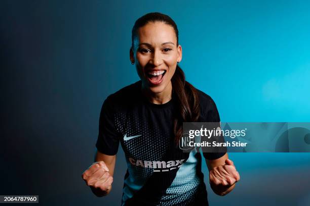 Kristen Edmonds of NJ/NY Gotham FC poses for a portrait during NJ/NY Gotham FC Media Day at Hanover Marriott on March 06, 2024 in Whippany, New...