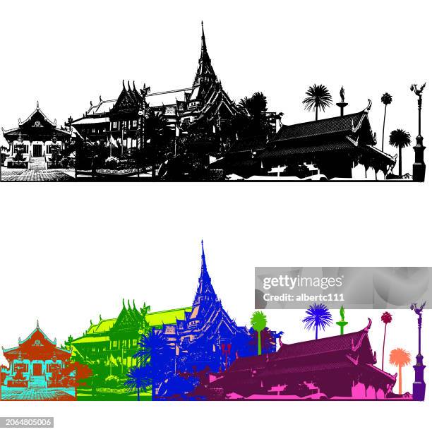 thailand stilisiertes stadtbild - phuket stock-grafiken, -clipart, -cartoons und -symbole