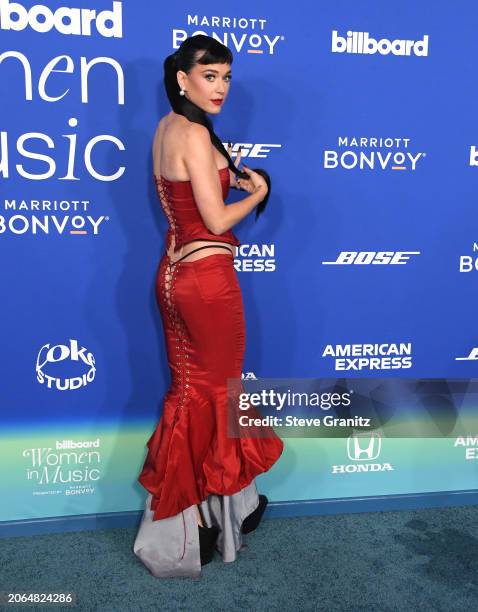 Katy Perry arrives at the 2024 Billboard Women In Music at YouTube Theater on March 06, 2024 in Inglewood, California.