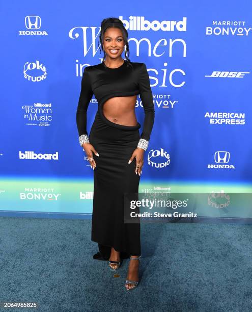 Coco Jones arrives at the 2024 Billboard Women In Music at YouTube Theater on March 06, 2024 in Inglewood, California.