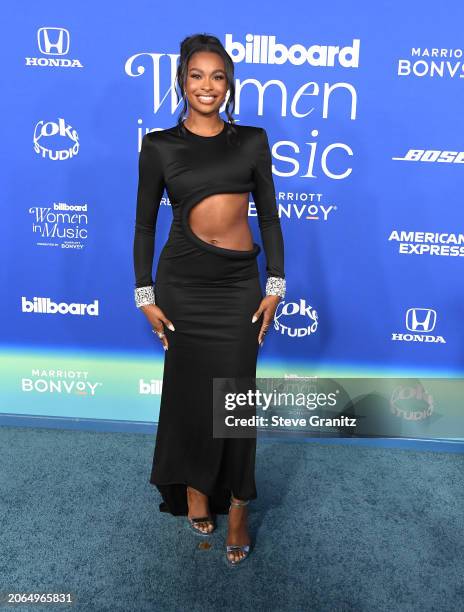 Coco Jones arrives at the 2024 Billboard Women In Music at YouTube Theater on March 06, 2024 in Inglewood, California.