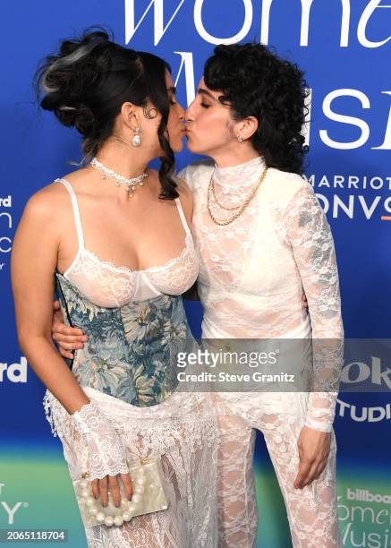Emily Estefan and Gemeny Hernandez arrives at the 2024 Billboard Women In Music at YouTube Theater on March 06, 2024 in Inglewood, California.