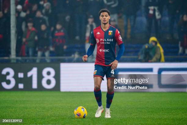 Koni De Winter of Genoa CFC is playing in the Italian championship Serie A football match against AC Monza at Luigi Ferraris Stadium in Genova,...