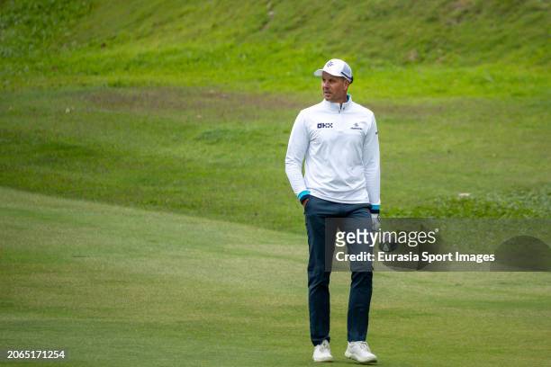 Henrik Stenson of Sweden reacts during day three of the LIV Golf Invitational - Hong Kong at The Hong Kong Golf Club on March 10, 2024 in Hong Kong,...