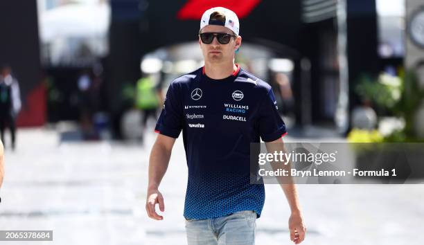 Logan Sargeant of United States and Williams walks in the Paddock prior to practice ahead of the F1 Grand Prix of Saudi Arabia at Jeddah Corniche...