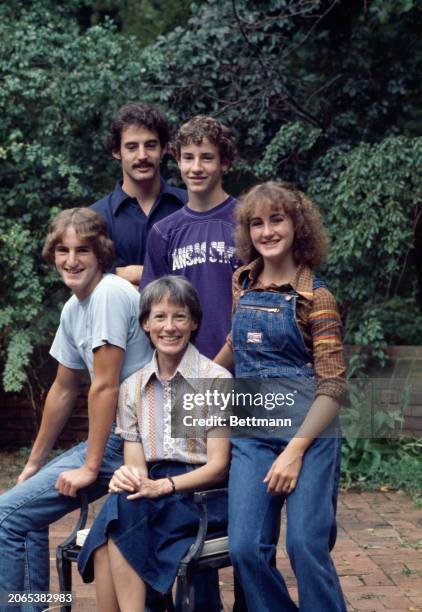 American politician Nancy Kassebaum posing with her children, Philip, William, Richard and Linda, in Topeka, Kansas, September 1978.