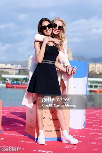 Hiba Abouk and Belen Rueda attend the 'Eva y Nicole' photocall during the Malaga Film Festival 2024 at the Muelle 1 on March 07, 2024 in Malaga,...