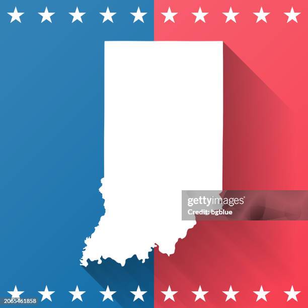 indiana. map on blue and red background - election background stock illustrations
