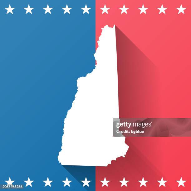 new hampshire. map on blue and red background - concord new hampshire stock illustrations