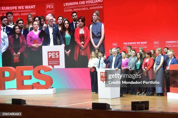European Commissioner for Jobs and Social rights, PES designated Common Candidate Nicolas Schmit, delivers a speech during the election congress of...