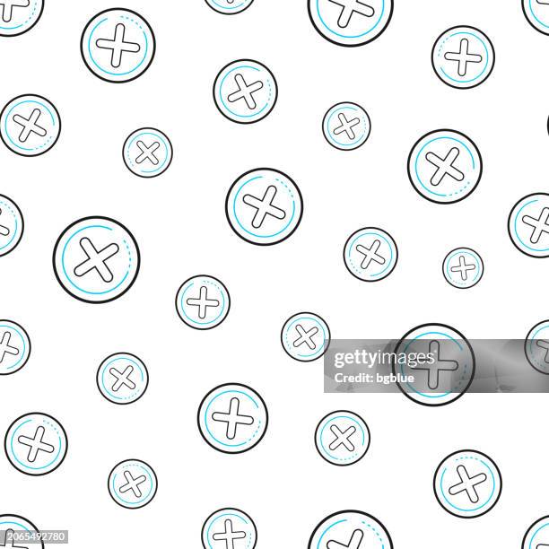cross mark. seamless pattern. line icons on white background - cross tick vector stock illustrations