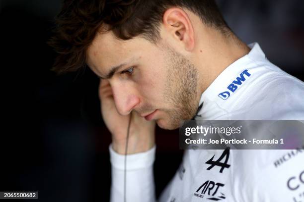 Victor Martins of France and ART Grand Prix prepares to drive in the garage prior to practice ahead of Round 2 Jeddah of the Formula 2 Championship...