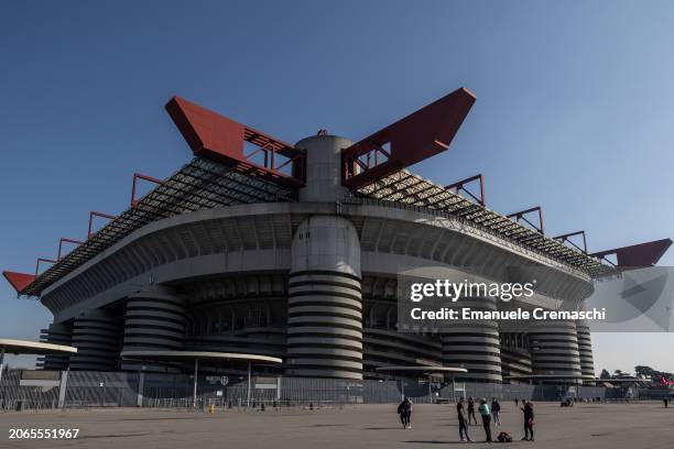 General view of the Stadio Giuseppe Meazza , historic home ground of AC Milan and Inter Milan on March 07, 2024 in Milan, Italy. The City of Milan,...