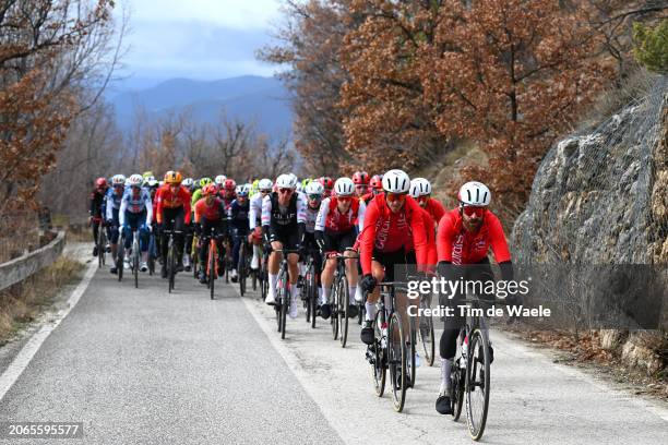 Ruben Fernandez of Spain and Simon Geschke of Germany and Team Cofidis lead the peloton during the the 59th Tirreno-Adriatico 2024, Stage 4 a 207km...