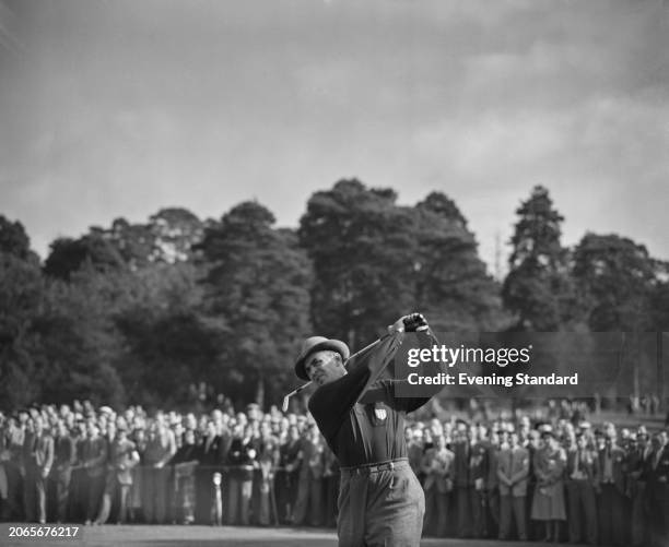 American golfer Sam Snead competing for the US team in the 1953 Ryder Cup matches at Wentworth Club in Surrey, October 2nd - 3rd 1953.