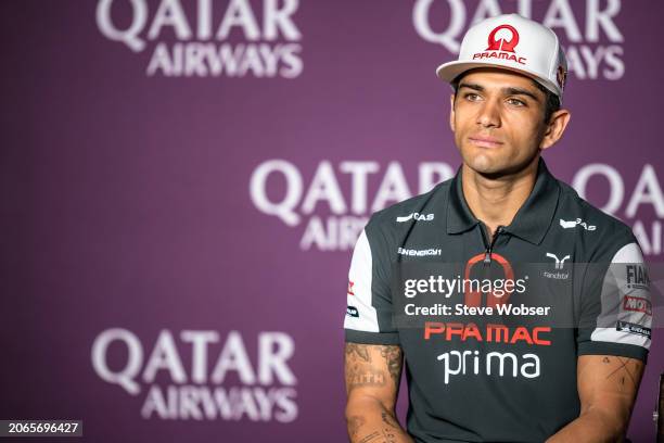 Jorge Martin of Spain and Prima Pramac Racing looks on during the press conference ahead of the MotoGP Qatar Airways Grand Prix of Qatar at Losail...