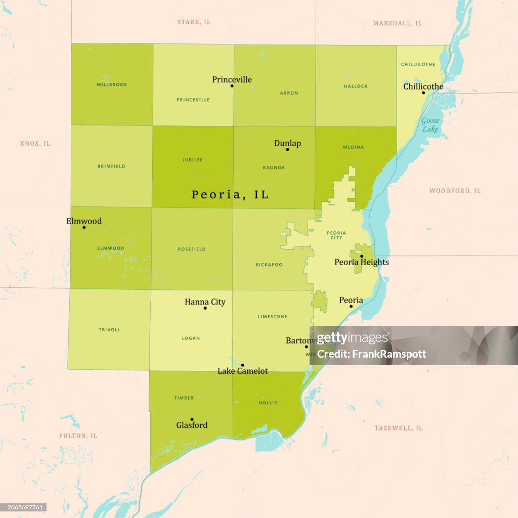 IL Peoria County Vector Map Green
