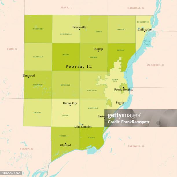 il peoria county vector map green - kauai stock illustrations