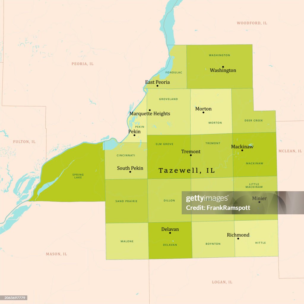 IL Tazewell County Vector Map Green