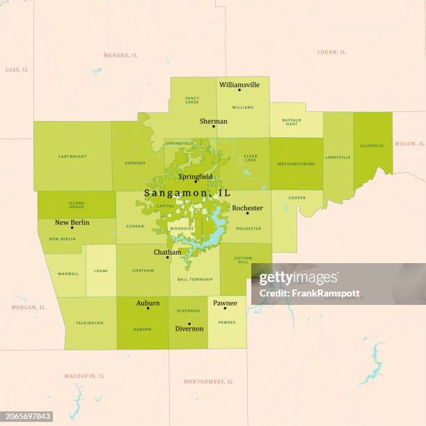 il sangamon county vector map green - new berlin stock illustrations