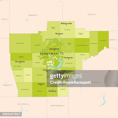 IL Sangamon County Vector Map Green IL Sangamon County Vector Map Green