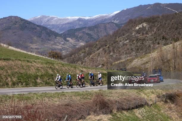 Pierre Latour of France and Team TotalEnergies, Dries De Bondt of Belgium and Decathlon AG2R La Mondiale Team, Alexis Gougeard of France and Team...