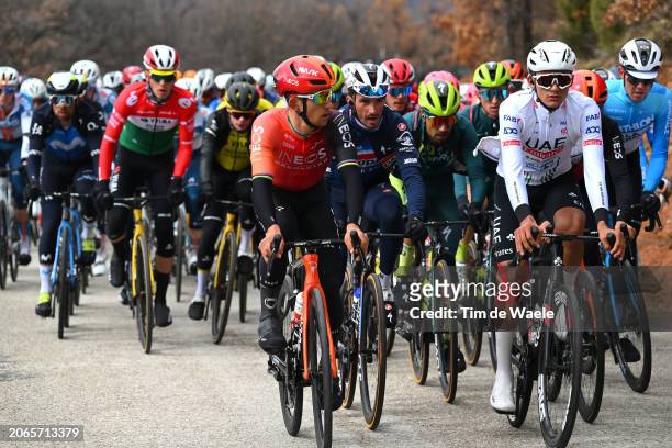 Michal Kwiatkowski of Poland and Team INEOS Grenadiers, Julian Alaphilippe of France and Team Soudal-Quickstep and Isaac Del Toro of Mexico and UAE...