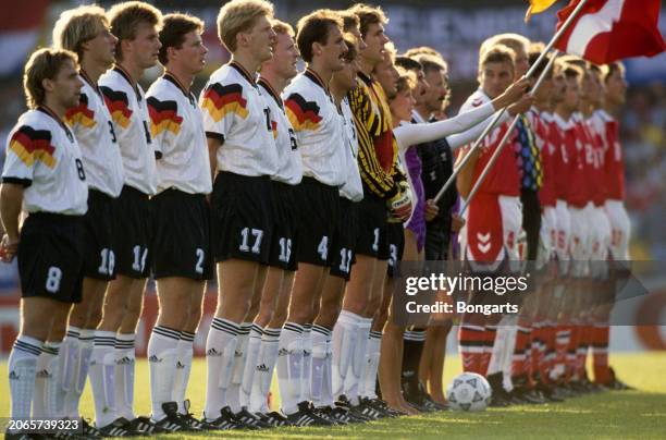 German footballers Thomas Hassler, Jurgen Klinsmann, Thomas Helmer, Stefan Reuter, Stefan Effenberg, Matthias Sammer, Jurgen Kohler, Karl-Heinz...