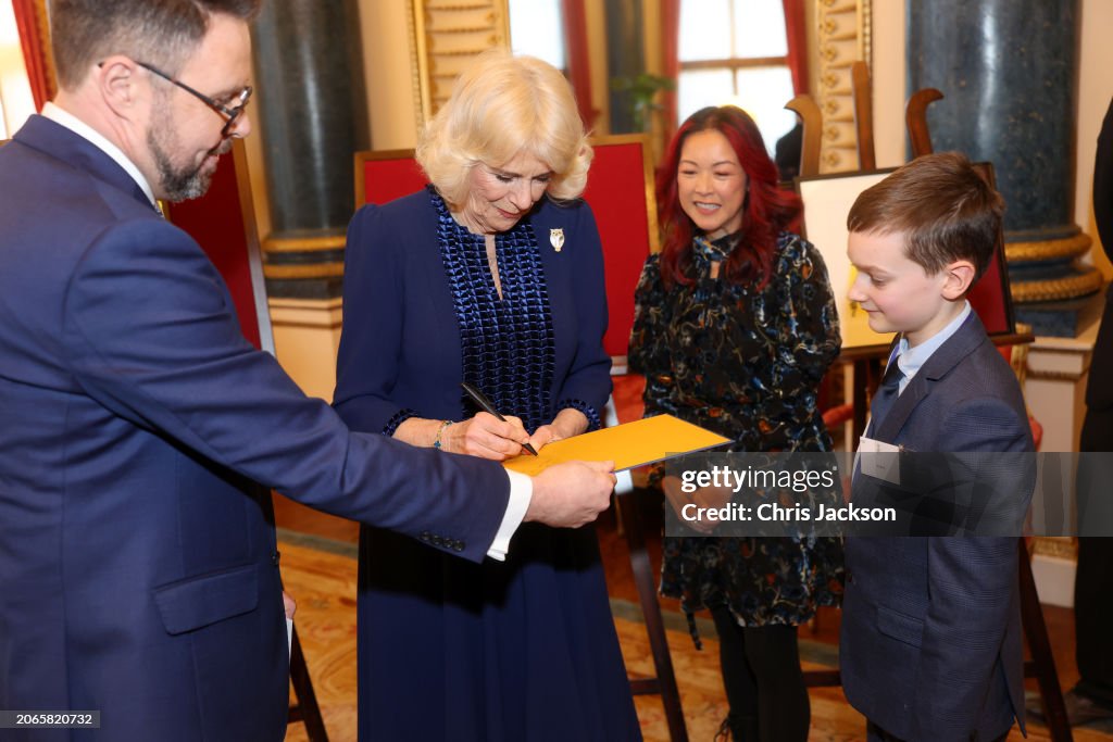 Queen Camilla Hosts Reception For The BBC's 500 Words Finalists