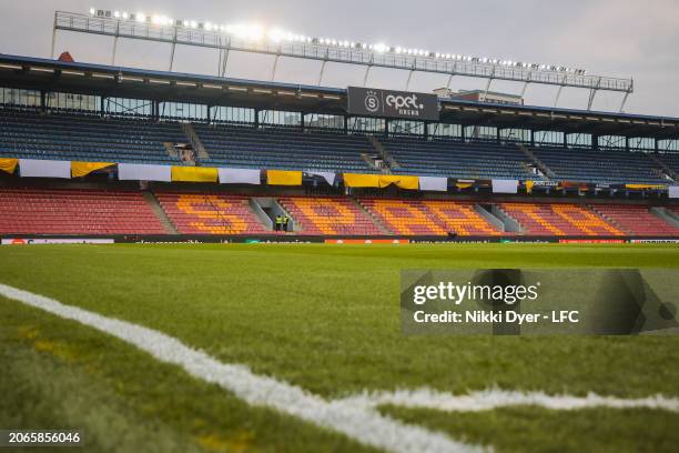 General view of Letna Stadium before the UEFA Europa League 2023/24 round of 16 first leg match between AC Sparta Praha and Liverpool FC at Letna...