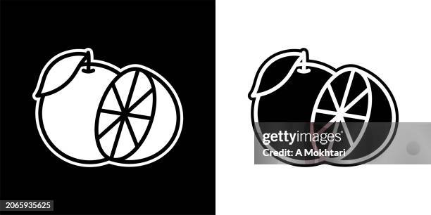 orange fruit icon. - orange fruit black background stock illustrations