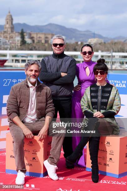 Joaquín Furriel, Sebastián Borensztein, Lali González and Griselda Siciliani attend the 'Descansar en Paz' photocall during the Malaga Film Festival...