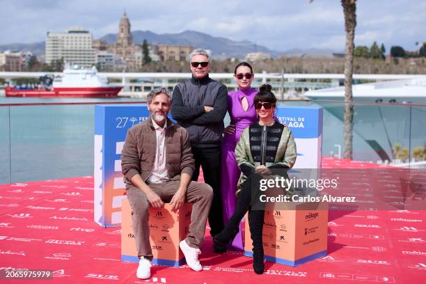 Joaquín Furriel, Sebastián Borensztein, Lali González and Griselda Siciliani attend the 'Descansar en Paz' photocall during the Malaga Film Festival...