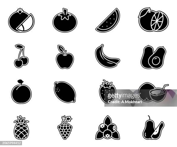 fruit icons set. - apple logo stock illustrations