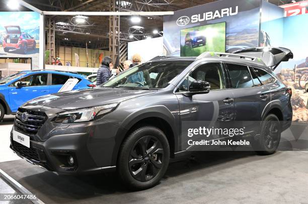 Subaru Outback is displayed during the British Shooting Show at NEC Arena on February 23, 2024 in Birmingham, England. The show is the UK’s flagship...