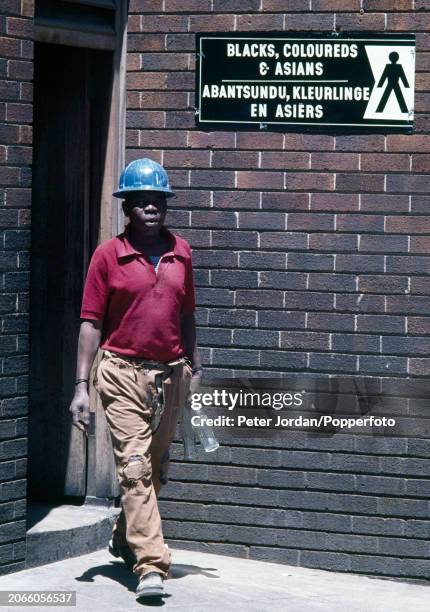 Segregated toilets signage in Port Elizabeth during the apartheid years in South Africa, circa 1978.