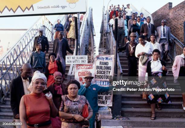 Segregated signage in Port Elizabeth during the apartheid years in South Africa, circa 1978.