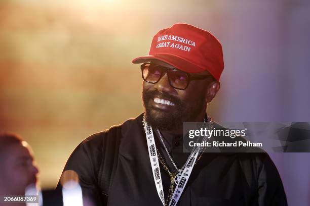 Derek Chisora looks on prior to the 'Knockout Chaos' weigh-in at Greece in Boulevard World on March 07, 2024 in Riyadh, Saudi Arabia.