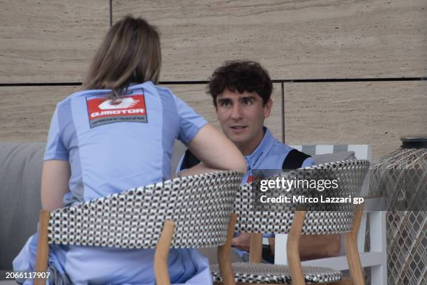 Albert Arenas of Spain and QJMOTOR Gresini Moto2™ looks on in paddock during the MotoGP Of Qatar - Previews at Losail Circuit on March 07, 2024 in...