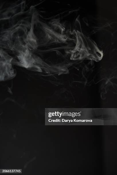 cigar smoke on a black background. layout for your design or background with copy space. - cigar texture stock pictures, royalty-free photos & images