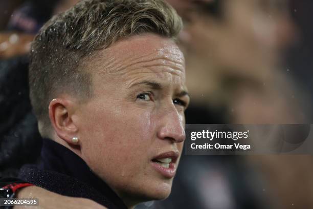Head coach of Canada Beverly Priestman looks on during Semifinals - 2024 Concacaf W Gold Cup match between Canada and United States at Snapdragon...
