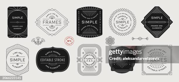 simple line art frames and badges - art deco shapes stock illustrations