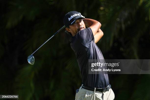 Satoshi Kodaira of Japan plays his shot from the fourth tee during the first round of the Puerto Rico Open at Grand Reserve Golf Club on March 07,...